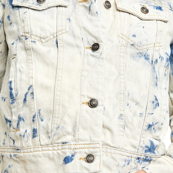 Free People Cream and Blue Denim Jacket - Picture 2 of 5